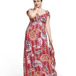 Zac Posen Target Pink Safety Pin Maxi Dress Sweetheart Neck Open Back 18W NWT!
